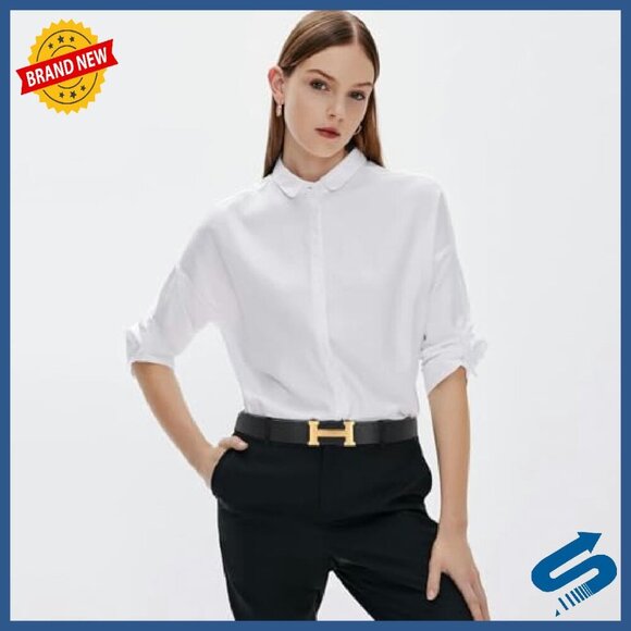 Leather Dress Belt with Automatic Buckle for Business Formal Wear